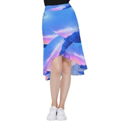 Winter Landscape Snow Forest Trees Frill Hi Low Chiffon Skirt