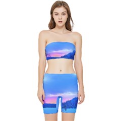 Winter Landscape Snow Forest Trees Stretch Shorts And Tube Top Set