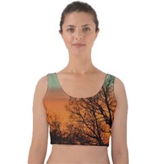 Twilight Sunset Sky Evening Clouds Velvet Crop Top by Amaryn4rt