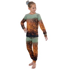 Twilight Sunset Sky Evening Clouds Kids  Long Sleeve Set 