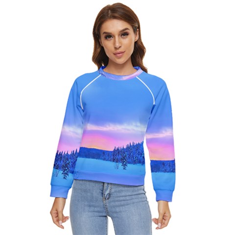 Winter Landscape Snow Forest Trees Women s Long Sleeve Raglan T-shirt by Amaryn4rt