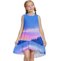 Winter Landscape Snow Forest Trees Kids  Frill Swing Dress