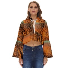 Twilight Sunset Sky Evening Clouds Boho Long Bell Sleeve Top