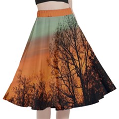 Twilight Sunset Sky Evening Clouds A-line Full Circle Midi Skirt With Pocket by Amaryn4rt