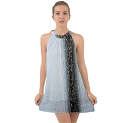 Rain Raindrop Drop Of Water Drip Halter Tie Back Chiffon Dress by Amaryn4rt