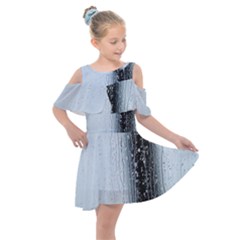 Rain Raindrop Drop Of Water Drip Kids  Shoulder Cutout Chiffon Dress by Amaryn4rt