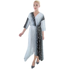 Rain Raindrop Drop Of Water Drip Quarter Sleeve Wrap Front Maxi Dress by Amaryn4rt