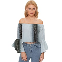 Rain Raindrop Drop Of Water Drip Off Shoulder Flutter Bell Sleeve Top