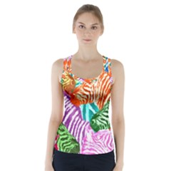 Zebra Colorful Abstract Collage Racer Back Sports Top by Amaryn4rt