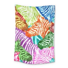 Zebra Colorful Abstract Collage Small Tapestry