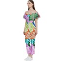 Zebra Colorful Abstract Collage Bardot Ruffle jumpsuit View2