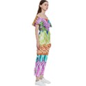 Zebra Colorful Abstract Collage Bardot Ruffle jumpsuit View3