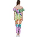 Zebra Colorful Abstract Collage Bardot Ruffle jumpsuit View4