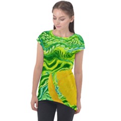 Zitro Abstract Sour Texture Food Cap Sleeve High Low Top by Amaryn4rt