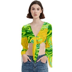 Zitro Abstract Sour Texture Food Trumpet Sleeve Cropped Top