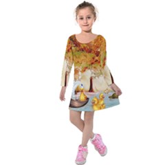 Art Kuecken Badespass Arrangemen Kids  Long Sleeve Velvet Dress by Amaryn4rt