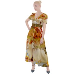 Art Kuecken Badespass Arrangemen Button Up Short Sleeve Maxi Dress by Amaryn4rt