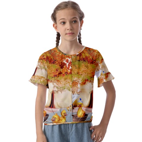 Art Kuecken Badespass Arrangemen Kids  Cuff Sleeve Scrunch Bottom T-shirt by Amaryn4rt