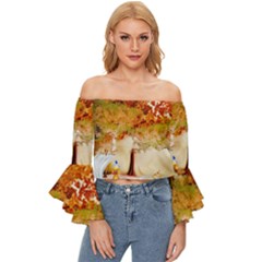 Art Kuecken Badespass Arrangemen Off Shoulder Flutter Bell Sleeve Top