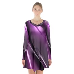 Fractal Mathematics Abstract Long Sleeve Velvet V-neck Dress