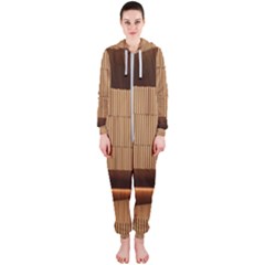 Architecture Art Boxes Brown Hooded Jumpsuit (ladies)