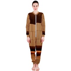 Architecture Art Boxes Brown Onepiece Jumpsuit (ladies)