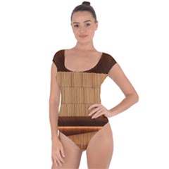 Architecture Art Boxes Brown Short Sleeve Leotard  by Amaryn4rt