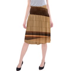 Architecture Art Boxes Brown Midi Beach Skirt by Amaryn4rt