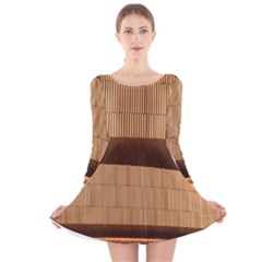 Architecture Art Boxes Brown Long Sleeve Velvet Skater Dress