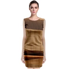 Architecture Art Boxes Brown Sleeveless Velvet Midi Dress