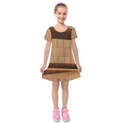 Architecture Art Boxes Brown Kids  Short Sleeve Velvet Dress