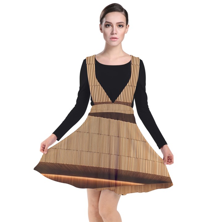 Architecture Art Boxes Brown Plunge Pinafore Dress