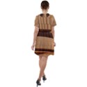 Architecture Art Boxes Brown Short Sleeve Shoulder Cut Out Dress  View2