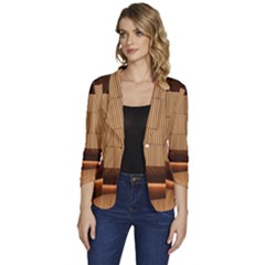 Architecture Art Boxes Brown Women s One-button 3/4 Sleeve Short Jacket by Amaryn4rt