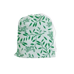 Leaves Foliage Green Wallpaper Drawstring Pouch (large) by Amaryn4rt