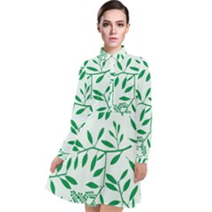 Leaves Foliage Green Wallpaper Long Sleeve Chiffon Shirt Dress by Amaryn4rt