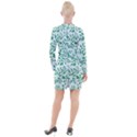 Leaves Foliage Green Wallpaper Button Long Sleeve Dress View2