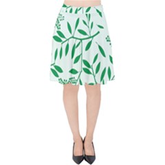 Leaves Foliage Green Wallpaper Velvet High Waist Skirt by Amaryn4rt