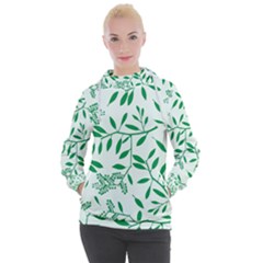 Leaves Foliage Green Wallpaper Women s Hooded Pullover