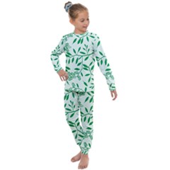 Leaves Foliage Green Wallpaper Kids  Long Sleeve Set 