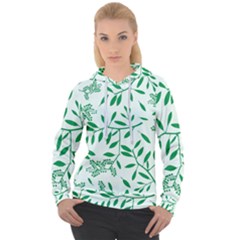 Leaves Foliage Green Wallpaper Women s Overhead Hoodie