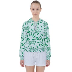 Leaves Foliage Green Wallpaper Women s Tie Up Sweat