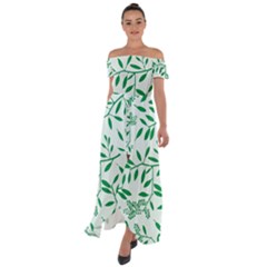 Leaves Foliage Green Wallpaper Off Shoulder Open Front Chiffon Dress by Amaryn4rt