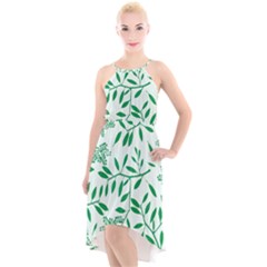 Leaves Foliage Green Wallpaper High-low Halter Chiffon Dress  by Amaryn4rt