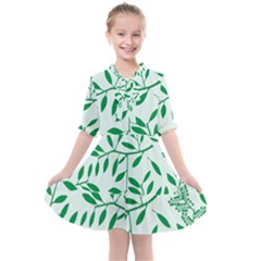 Leaves Foliage Green Wallpaper Kids  All Frills Chiffon Dress by Amaryn4rt