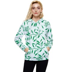 Leaves Foliage Green Wallpaper Women s Lightweight Drawstring Hoodie