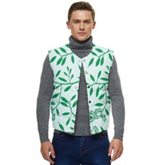 Leaves Foliage Green Wallpaper Men s Button Up Puffer Vest	