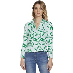 Leaves Foliage Green Wallpaper Women s Long Sleeve Revers Collar Cropped Jacket by Amaryn4rt