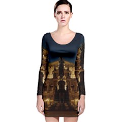 Dresden Semper Opera House Long Sleeve Velvet Bodycon Dress