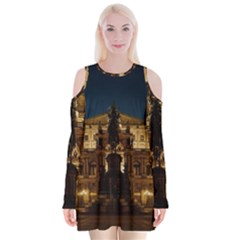 Dresden Semper Opera House Velvet Long Sleeve Shoulder Cutout Dress